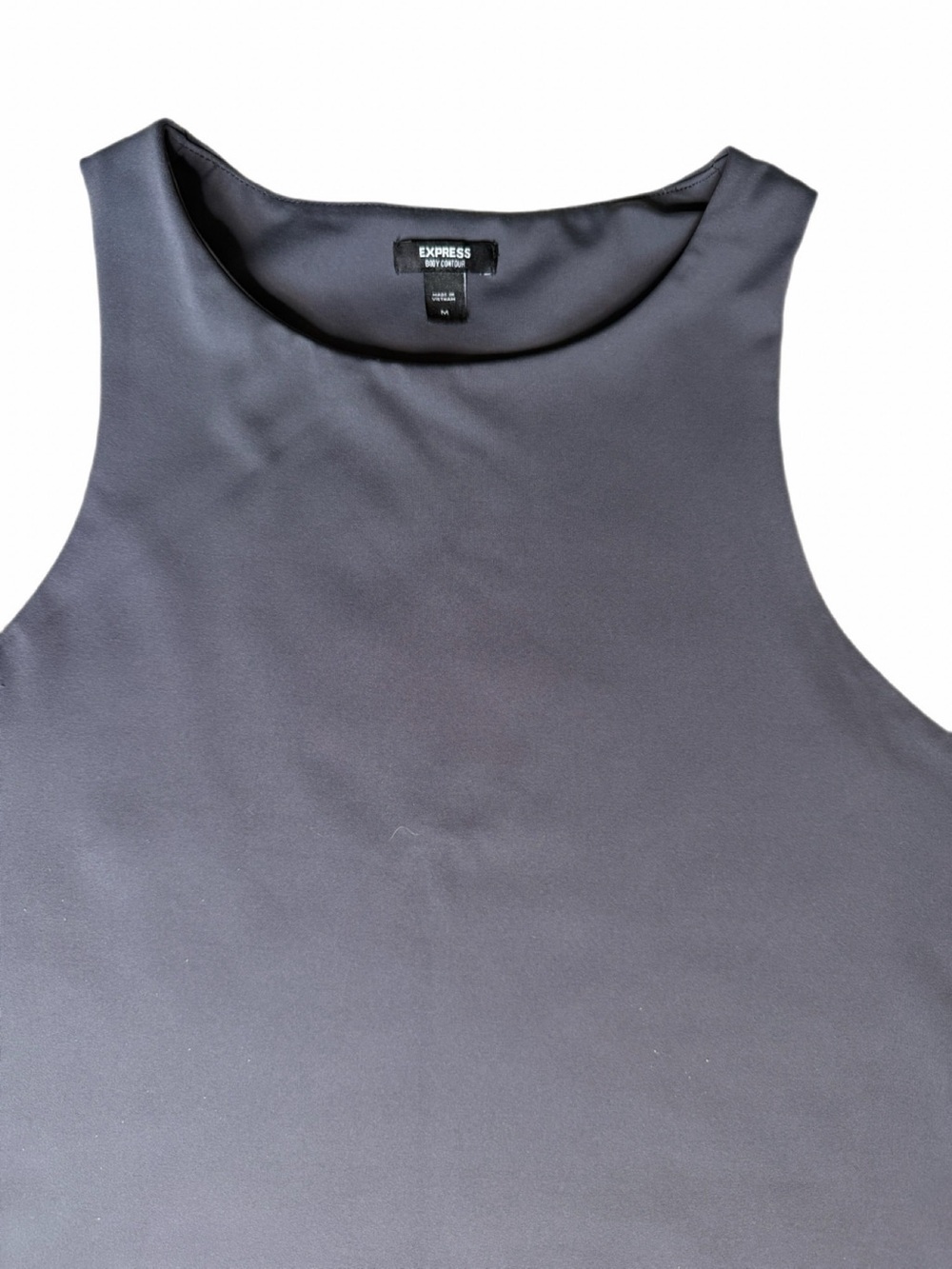 Express Body Contour Beautiful Blue Sleeveless Crop Tank - Minimal Crew Neck - Picture 3 of 4